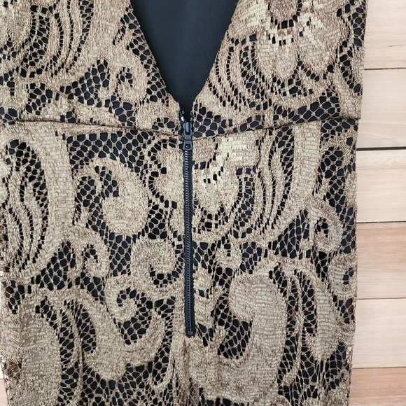 Alice & Olivia Roxie Bronze Black Lace Diamond Back Cut out Gown Event Dress - Picture 12 of 16